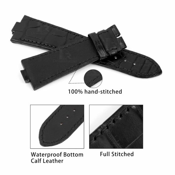 Vacheron Constantin Overseas Leather Strap replacement for sale Custom handmade Black American Alligator watch bands wholesale and retail