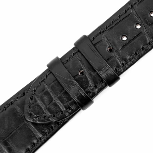 Buy discount price aftermarket Vacheron Constantin Overseas Leather Strap craftsmanship Black American Crocodile watch bands for sale