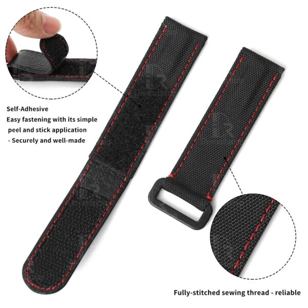 1628999708-Rolex-velcro-strap-black-nylon-watch-band-replacement-20mm-DIW (8) Fully stitching and great sewing thread
