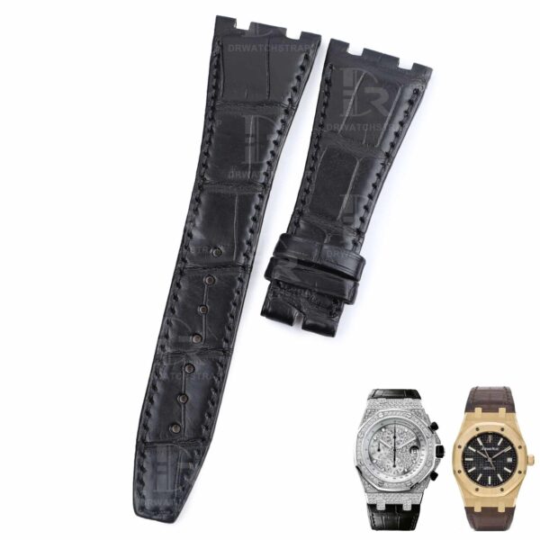 Custom handmade black alligator replacement watch band fit for Audemars Piguet Royal Oak Mens Watch straps