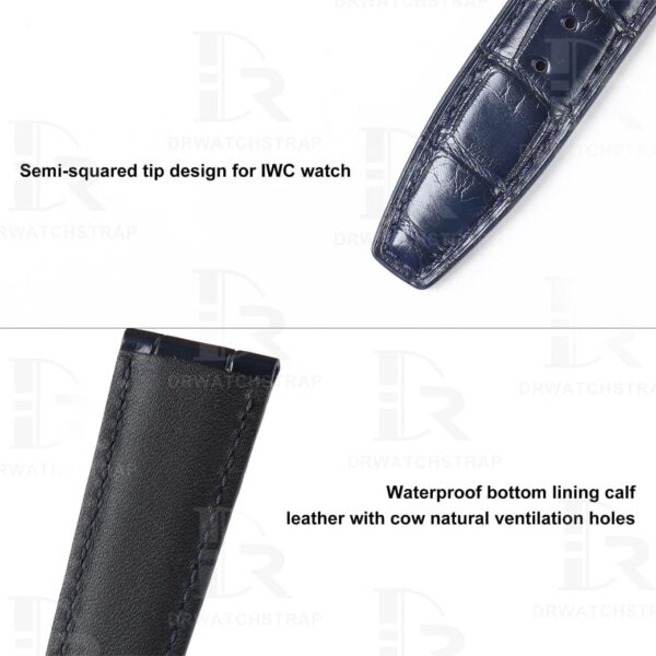 Best quality genuine blue alligator replacement blue leather strap and watch band for IWC Portofino Portugieser Chronograph watches online for sale at a low price - Custom OEM watchbands