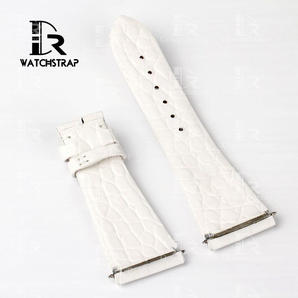 Replacement White leather band strap America Alligator fit for Corum Ti-Bridge Lady watch