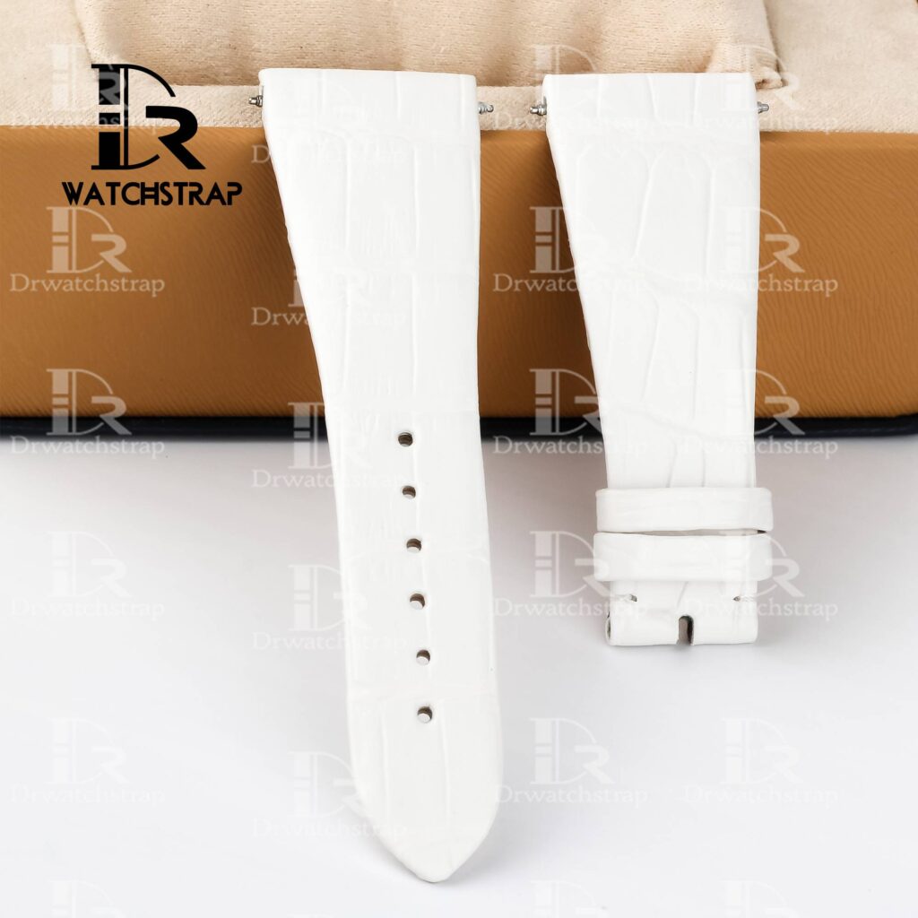 Replacement White leather band strap American Alligator fit for Corum Ti-Bridge Women Watch band for sale