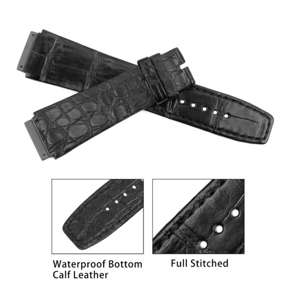 Best quality genuine custom black Richard Mille RM leather strap replacement and watch band for RM 005 007 010 011 016 030 035 055 067 67-02 and more for sale - Shop OEM aftermarket watch bands at a discount price