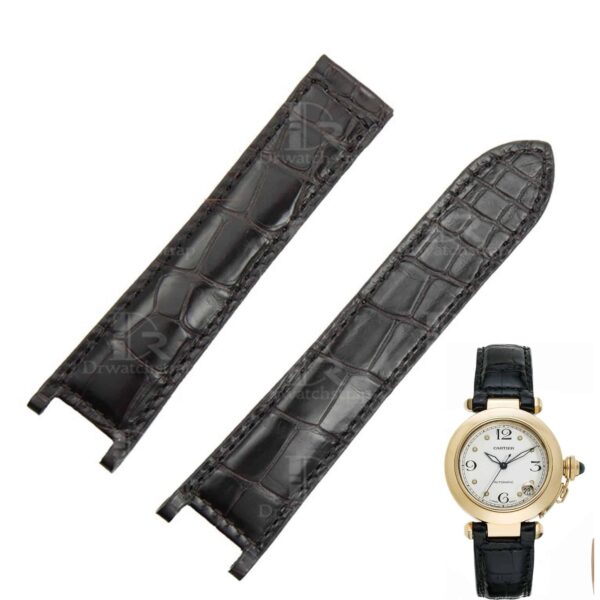 Cartier Pasha De Custom genuine best quality OEM alligator black leather strap and watch band replacement with single-folded for Cartier Pasha de men's and women's luxury watches - Shop the handmade crocodile grade A material watch straps & watchbands from DR Watchstrap online at a low price