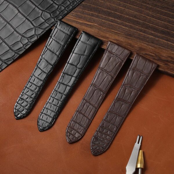 Custom Cartier Calibre Brown leather 21mm watch bands for sale