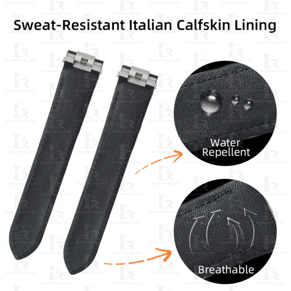 Custom leather replacement strap for cartier roadster Custom Replacement Black kevlar leather replacement strap for cartier roadster Black Italian Calfskin Lining band