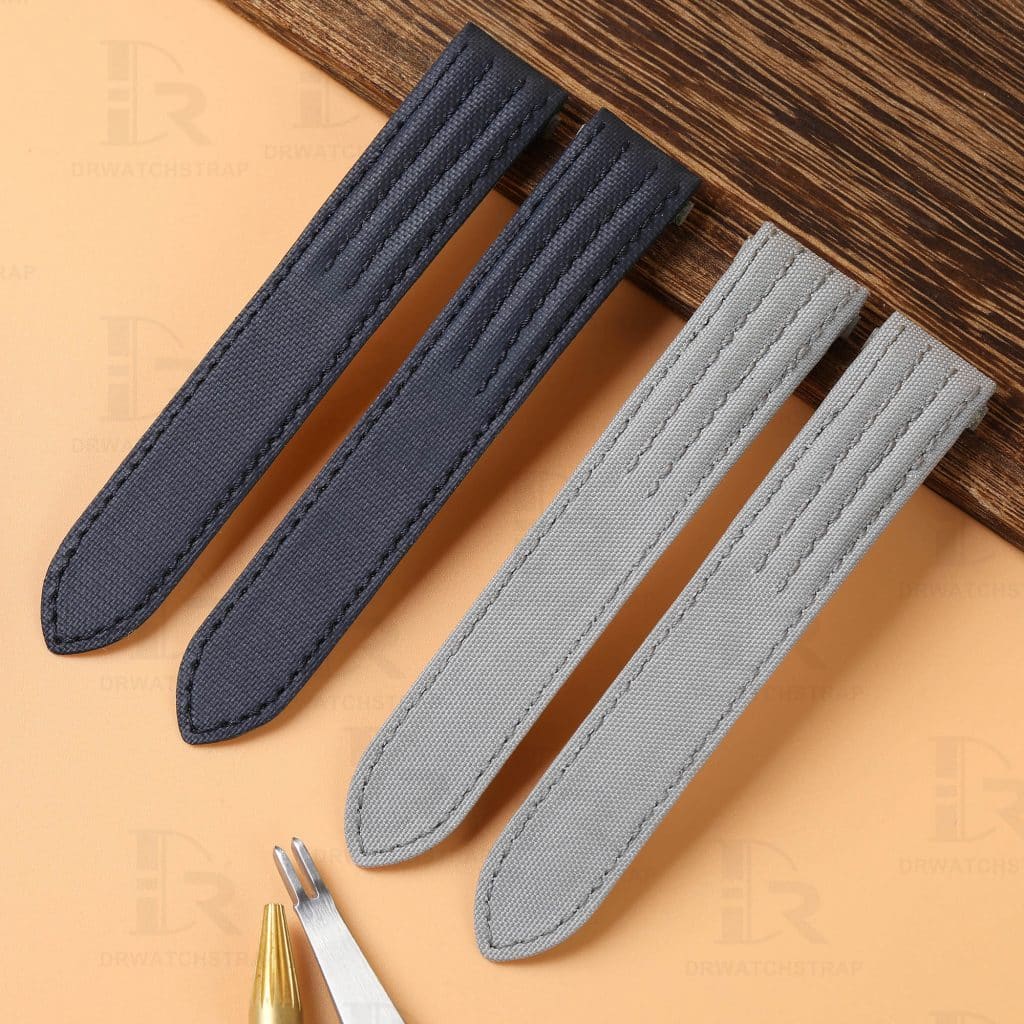 19mm 20mm Custom OEM best quality replacement canvas Cartier Roadster strap black replacement watch band for Cartier Roadster S chronograph Non-chronograph for sale