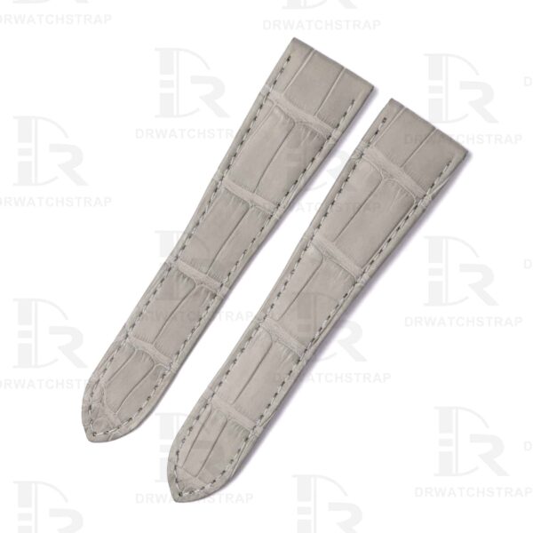 Replacement Gray alligator leather watch strap for Cartier Calibre dive