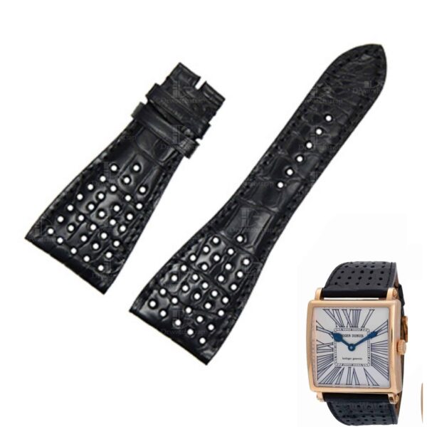 Roger Dubuis black replacement leather strap - custom watch band