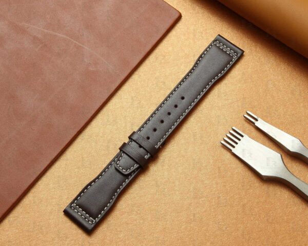 Handmade Santoni brown leather watch strap 21mm for IWC Pilot Spitfire Mark XVIII Chronograph band