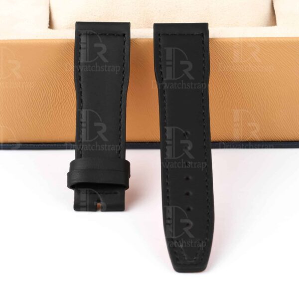1607953604-IWC-Big-Pilot-DVBO-21mm-Replacement-black-calf-Leather-strap (5) Custom OEM IWC aftermarket fabric nylon kevlar watch straps santoni black brown replacement santoni canvas watch band online for IWC Pilot's Mark XVIII Pilot's Chronograph watches 20mm 21mm