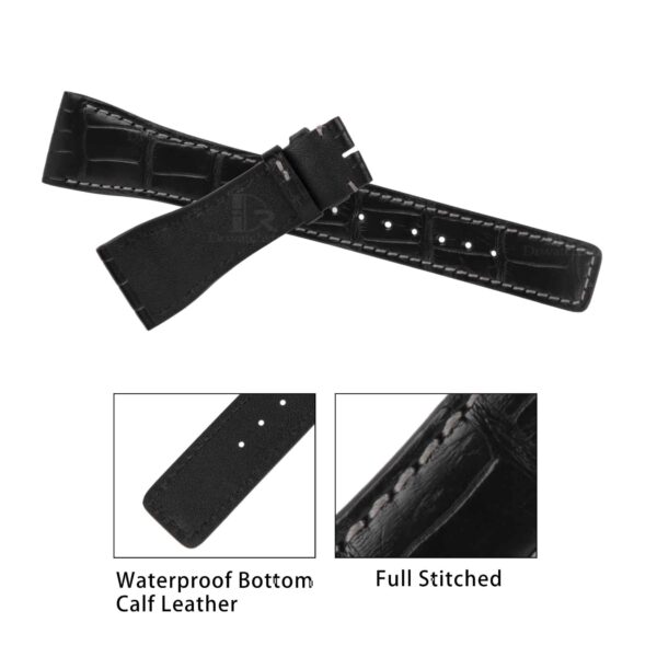 1615621170-IWC-da-Vinci-perpetual-calendar-chronograph-replacement-Genuine-black-alligator-leather-strap-handmade-white-stitching (2) IWC Da Vinci Perpetual Calendar Digital date-month replacement leather watch strap for sale