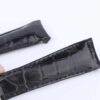 Best quality genuine OEM handmade aftermarket black Curved End link alligator crocodile belly-scale high-end replacement Rolex Submariner black leather watch strap and watch band for sale - Shop the high-end custom Alligator straps and watch bands 20mm at a low price