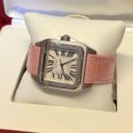 1621671459-cartier-santos-pink-leather-strap Cartier Santos 100 Dark Blue Alligator leather watch band
