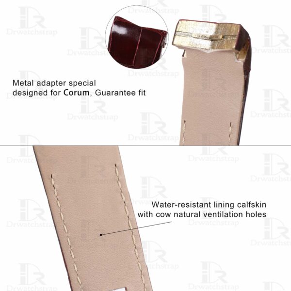 Custom handmade Replacement Black Alligator Leather watch band fit for Corum Admirals Cup strap