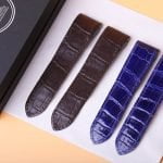 Handmade brown blue alligator leather watchband for Cartier Santos 100 strap Cartier Santos 100 Anniversary brown alligator leather watch band strap