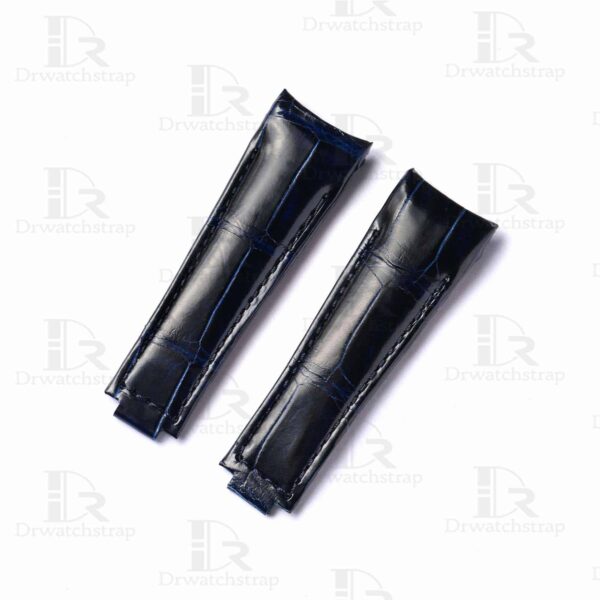 Buy custom Rolex submariner Dark Blue leather strap leather watch band 20mm for sale