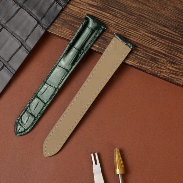 Replacement watch band green alligator strap for Cartier Ronde Cle de Cartier