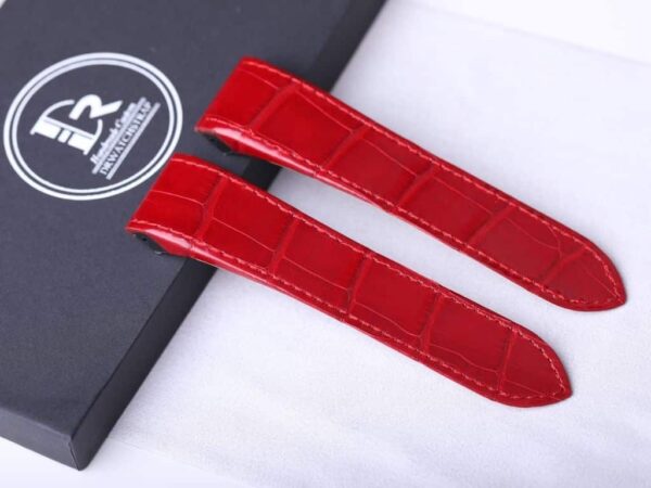 Custom Cartier Santos 100 red alligator leather watch band - Drwatchstrap
