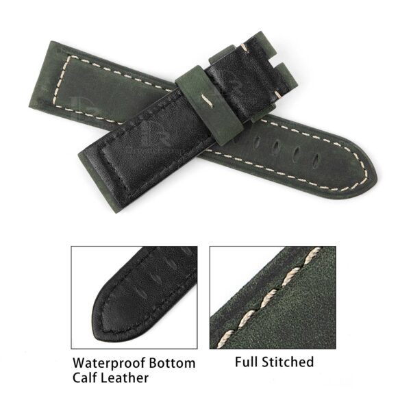 Custom aftermarket OEM best calfskin Oliver green Panerai leather watch straps & watch bands 22mm 24mm 26mm replacement for Panerai Luminor Marina, Radiomir, Submersible luxury watches - Shop the premium best calfskin material leather strap and watch band from Dr watchstrap at a low price