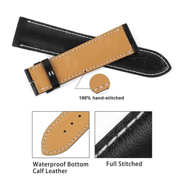 Breitling Colt leather strap black 20mm 22mm 24mm aftermarket watch band