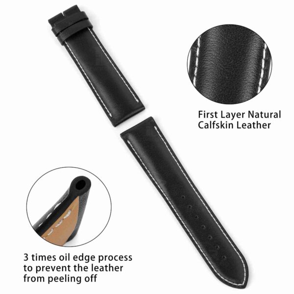 Replacement Breitling Colt black leather watch strap band 20mm 22mm 24mm