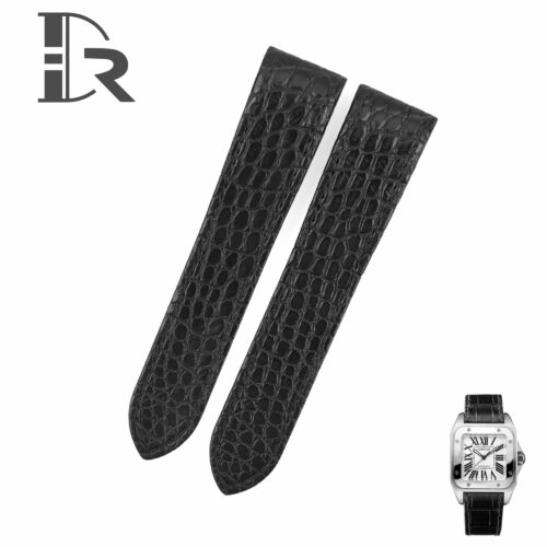 1611322335-handmade-leather-watch-band-cartier-santos-black-leather-strap (1) Custom best quality Alligator Round-scale Cartier de Santos Black leather watch strap and watch band for Cartier Santos 100 Midsize Medium Large Chronograph XL size watch - Shop genuin handmade watchbands online