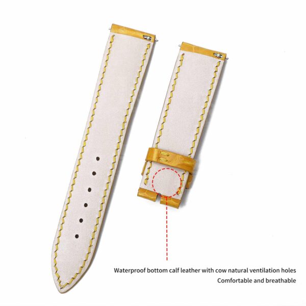 Handmade replacement Yellow Leather watch strap for Franck Muller Crazy Hour diamond watch