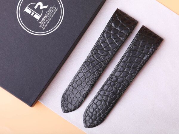 Buy replacement black round scale alligator leather watchband for Cartier Santos 100 strap 21mm 23mm 24mm