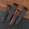Custom Alligator Round scale Cartier de Santos Brown leather watch strap for Cartier Santos 100 - Black Lining