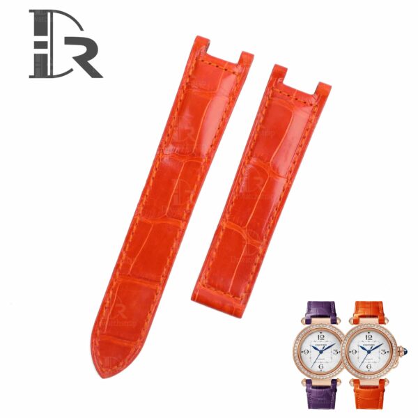 1614680680-Cartier-pasha-watch-band-replacement-leather-strap-Orange (1) Genuine best quality American Alligator Orange leather watch strap and watch band replacement for Cartier De Pasha watches from DR Watchstrap - Shop the 100% handmade crocodile leather straps and watchbands online at a low price