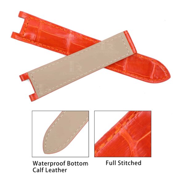 1614680696-Cartier-pasha-watch-band-replacement-leather-strap-Orange (4) 18mm 20mm Genuine best quality American Alligator Orange leather watch strap and watch band replacement for Cartier De Pasha watches from DR Watchstrap - Shop the 100% handmade crocodile leather straps and watchbands online at a low price