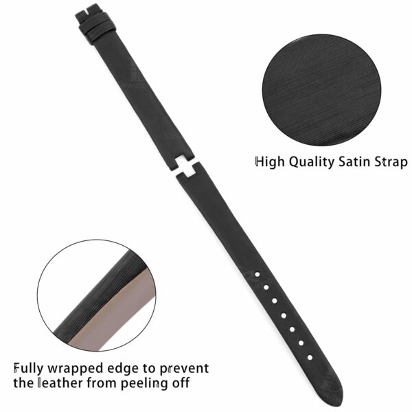 Best quality black Satin Cartier Baignoire watch strap replacement watch band for for Cartier Baignoire watches oniline at a low price - Handmade OEM Cartier straps for sale
