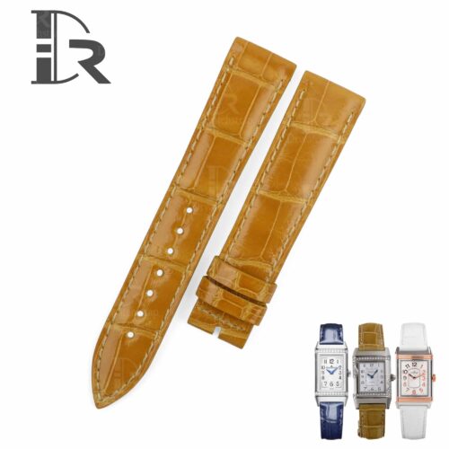 1614760678-Jaeger-Lecoultre-Ladies-Reverso-strap-Yellow-brown-Alligator-watch-band-Low-price-for-sale (1) Jaeger Lecoultre Ladies Reverso strap Yellow brown Alligator watch band Low price for sale. Handmade customized leather strap for luxury watches China factory maker