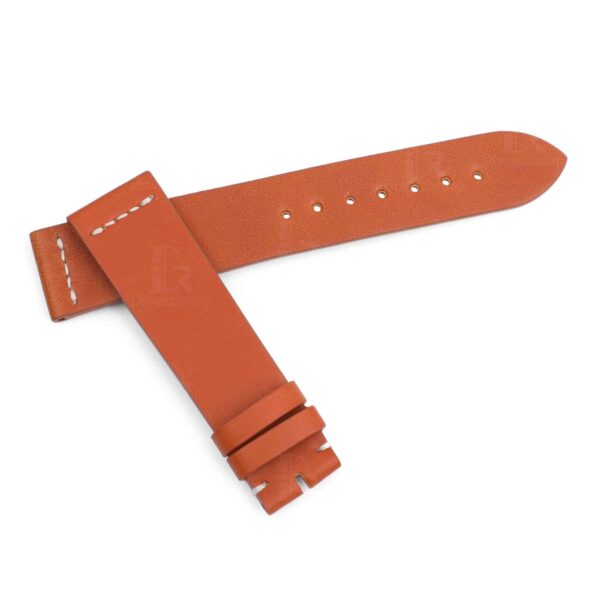 1614837214-20mm-orange-watch-strap-handmade-hermes-Rolex-watchband-OEM-replacement (5) Custom best High-end qualtiy premium calfskin orange replacement leather Rolex Hermes Strap and watch band with 20mm lug size handmade for Rolex, Tudor, Patek Philippe universale watches online at a low price