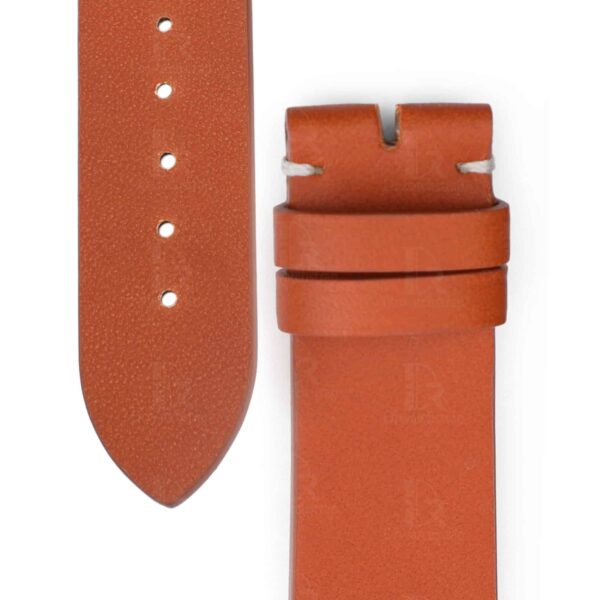 1614837230-20mm-orange-watch-strap-handmade-hermes-Rolex-watchband-OEM-replacement (7) Custom best High-end qualtiy premium calfskin orange replacement leather Rolex Hermes Strap and watchband with 20mm lug size handmade for Rolex, Tudor, Patek Philippe universale watches online at a low price