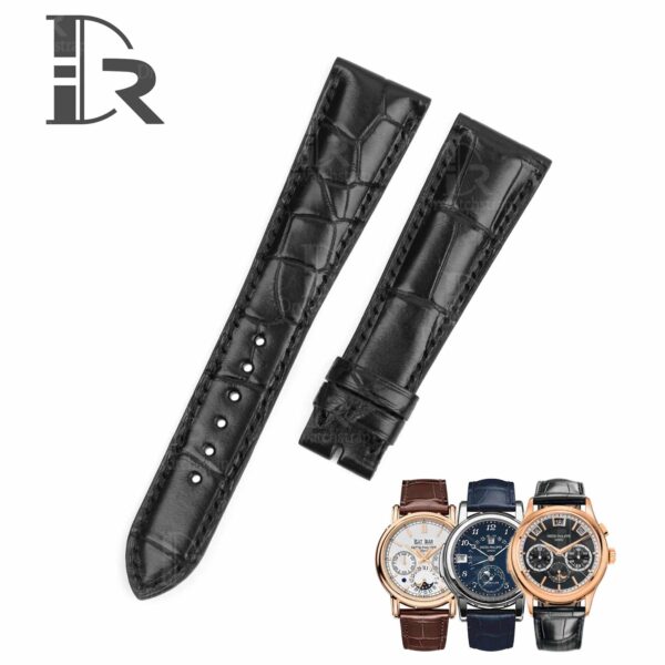 1615455958-Patek-Philippe-Black-leather-strap-watch-band-replacement-for-sale (1) Buy replacement Patek Philippe black leather strap high-end quality American Alligator at discount price 12mm 14mm 16mm 18mm 19mm 20mm 21mm 22mm 23mm 24mm
