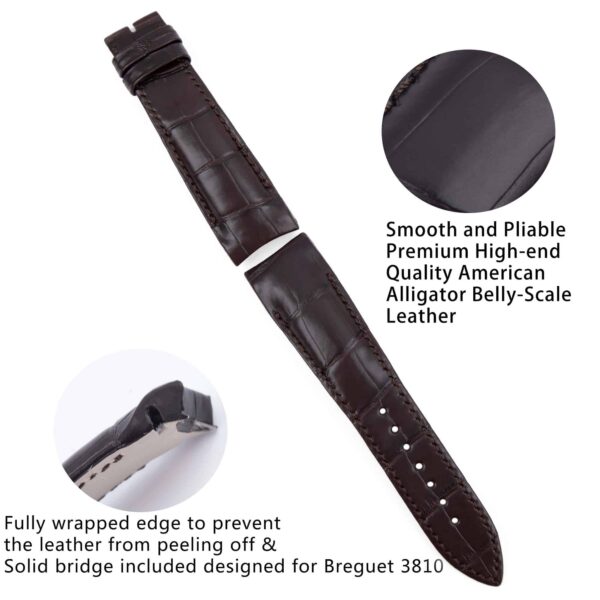 Breguet Type XXI Strap Leather watch band replacement for sale Custom handmade Black American Alligator handcrafted wholesale and retail