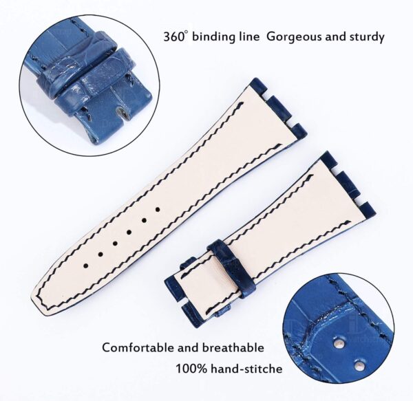 Handmade replacement Audemars Piguet Royal Oak Blue Leather watch band American Alligator leather custom made