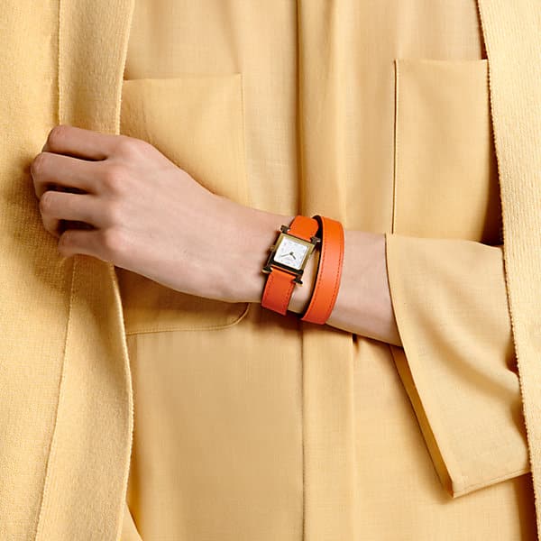 Double Tour Leather Watch Strap Smooth Calfskin for Hermes watch