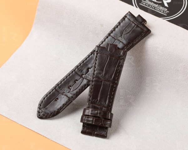 Custom handmade replacement brown alligator leather watchband for Vancheron Constantin straps