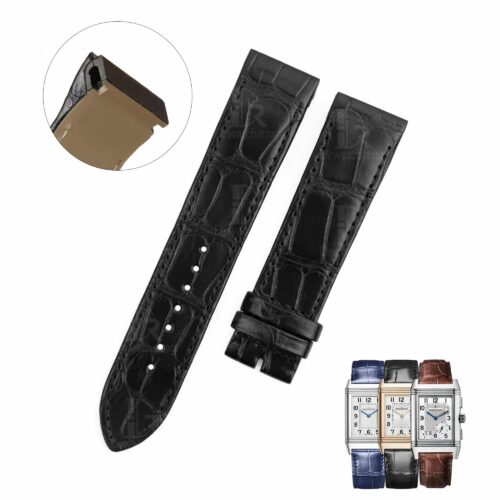 Buy custom Jaeger Lecoultre Reverso Black leather 22mm handmade for sale(2) Buy custom Jaeger Lecoultre Reverso Black leather 22mm handmade for sale(2)
