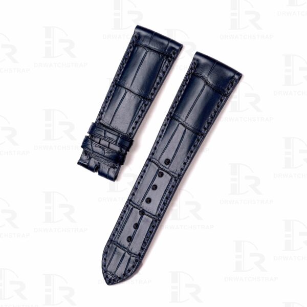 Custom genuine alligator dark blue leather watch strap replacement for Patek Philippe Calatrava luxury watch