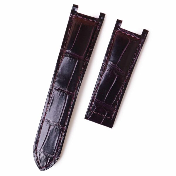 Handmade Dark Purple Leather WatchBand Single Folded fit for Pasha de Cartier 18mm 20mm Genuine best quality American Alligator Dark Purple leather watch strap and watch band replacement for Cartier De Pasha watches from DR Watchstrap - Shop the 100% handmade crocodile leather straps and watch bands online at a low price