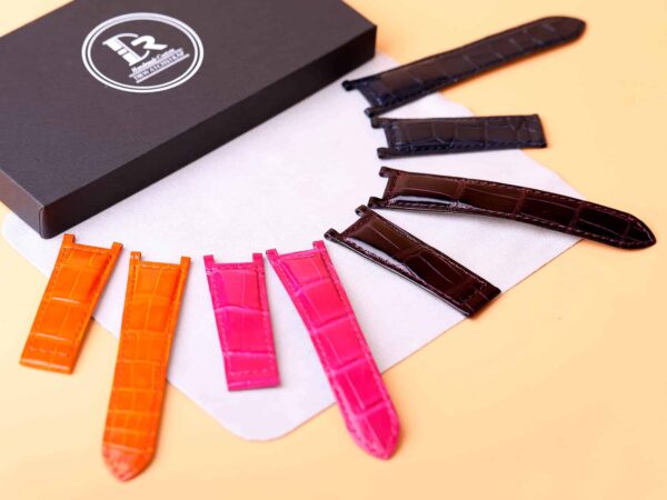 Handmade Orange Leather Watch Band Single Folded fit for Pasha de Cartier(7) 18mm 20mm Genuine best quality American Alligator Orange Pink Black Blue leather watch strap and watch band replacement for Cartier De Pasha watches from DR Watchstrap - Shop the 100% handmade crocodile leather straps and watch bands online at a low price