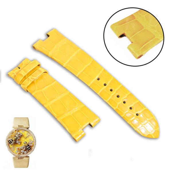 handmade Cartier bee watch strap Alligator yellow leather bracelet premium quality for sale