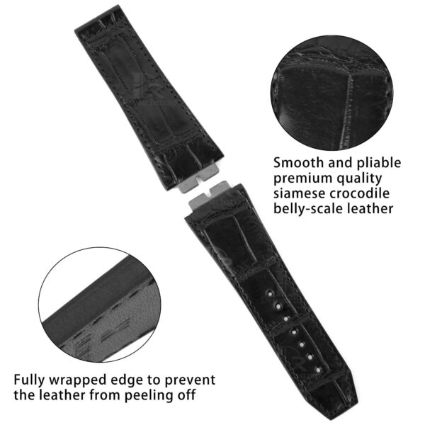 Smooth and Pliable siamese crocodile leather & fully wrapped edge