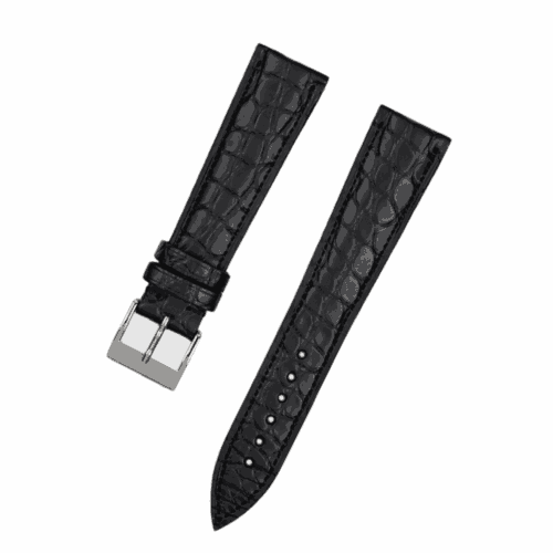 1618642014-Handmade-leather-watch-strap-Black-Alligator-Round-scale (1) Handmade leather watch strap Black Alligator Round scale