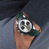 Handmade leather watch strap Green Alligator Belly scale